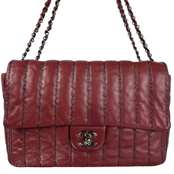 CHANEL CC Single Jumbo Flap Chain Bag Leather - Picture 1 of 15
